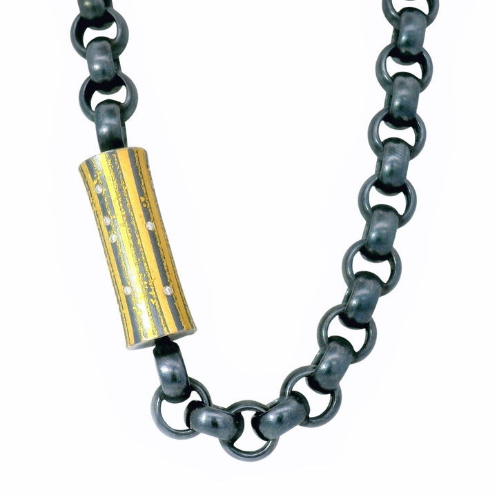 Diamond, Sterling Silver & Gold Vario Pendant - "Lode"