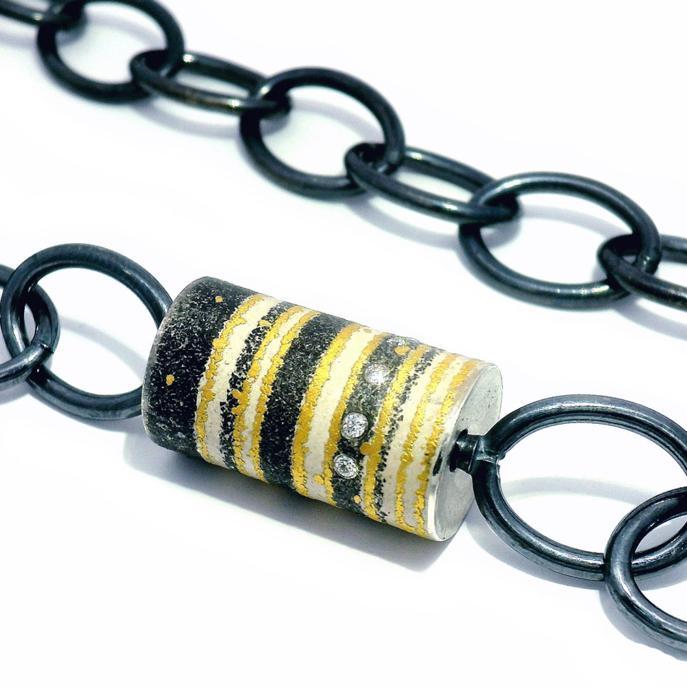 Diamond, Silver, Palladium & Gold Vario Pendant - "Strata"