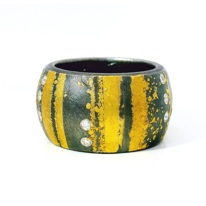 Oxidized Sterling Silver & Yellow Gold Ring - "Chasm"