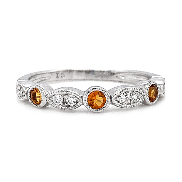 Citrine & Diamond Stackable Band