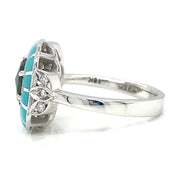 Montana Sapphire, Diamond & Enamel Ring - "Rock Candy Blue Lagoon"