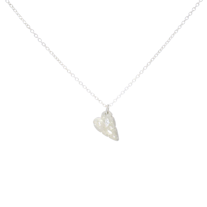 Diamond & Sterling Silver Necklace - "Small Shadow Heart"