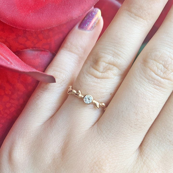 Rose Gold & Diamond Ring - "Bright Branch"