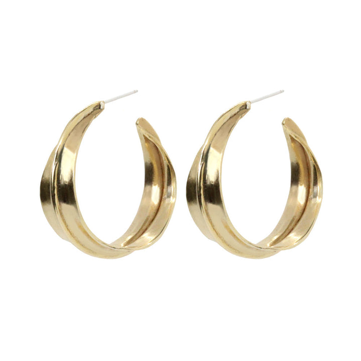 Medium Bronze Semi Hoop Earrings - "Sahara Ridge"