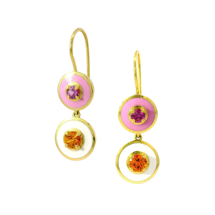 Montana Sapphire & Enamel Earrings - Custom "Rock Candy Taffy"