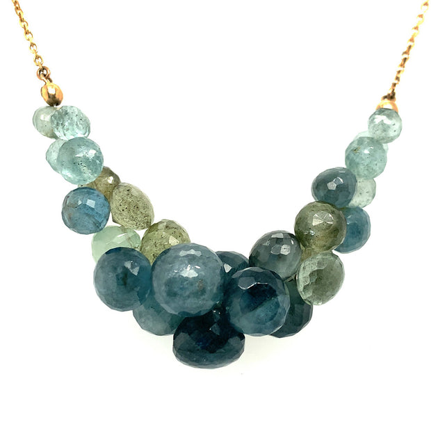 Caviar Moss Aquamarine Scoop Necklace