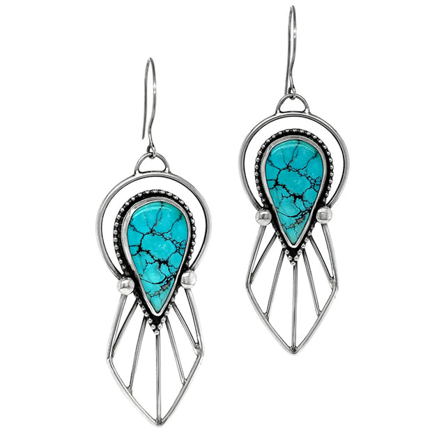 Sterling Silver Drop Earrings with Turquoise - "Moon River"