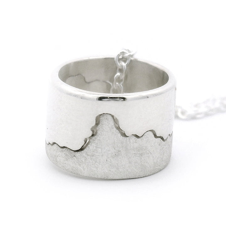Sterling Silver Interlocking Mountain Pendant - "Crazy Mountains"