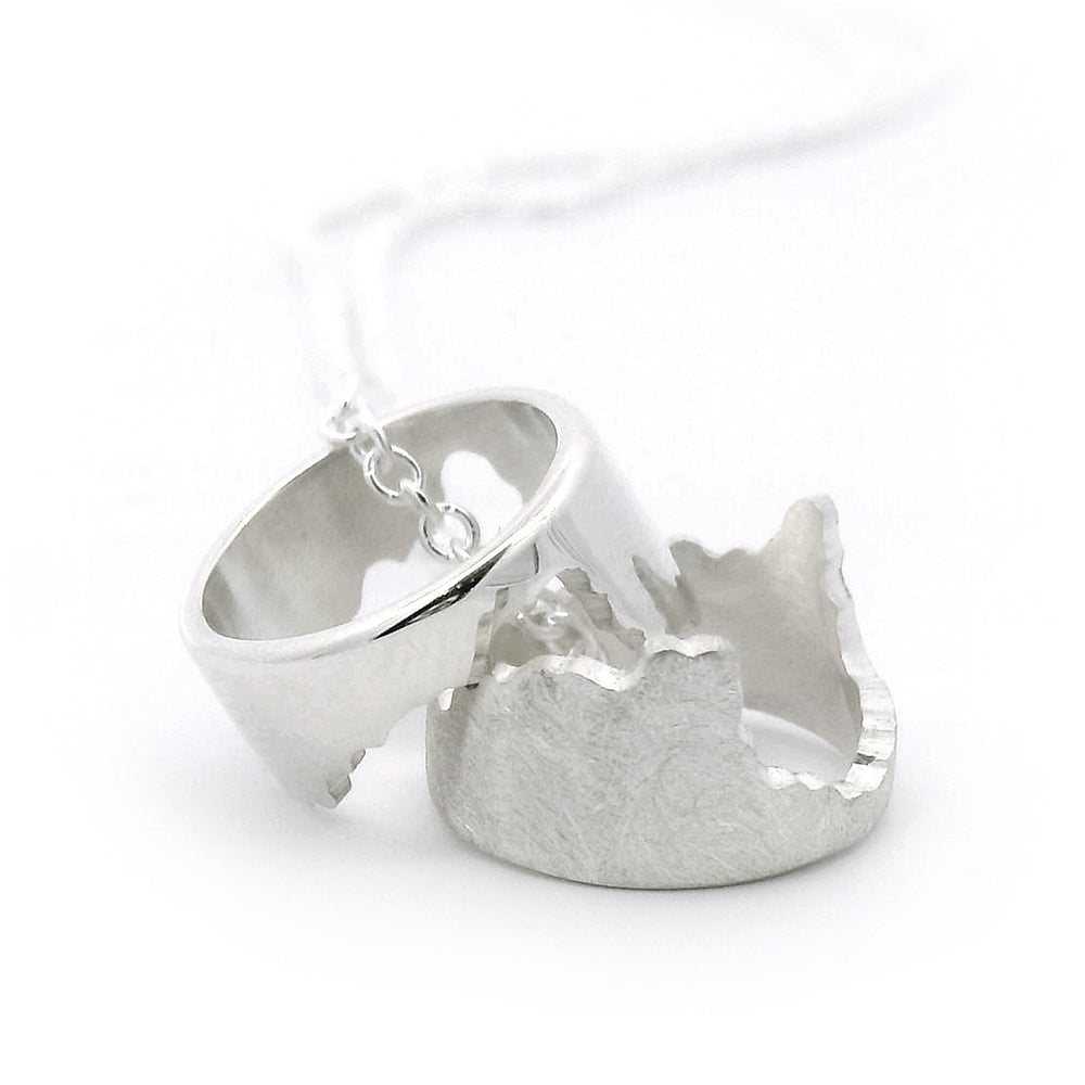Sterling Silver Interlocking Mountain Pendant - "Crazy Mountains"