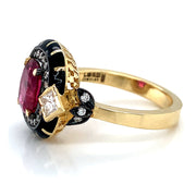 Ruby & Diamond Enamel Ring - "Rock Candy Glamour"