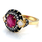 Ruby & Diamond Enamel Ring - "Rock Candy Glamour"