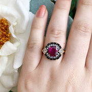 Ruby & Diamond Enamel Ring - "Rock Candy Glamour"