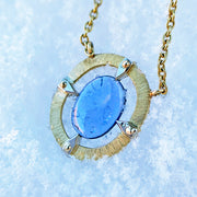 One-of-a-Kind Yogo Sapphire Two Tone Gold Necklace - "Floating Majesty"