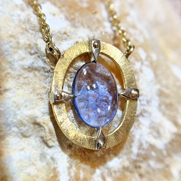 One-of-a-Kind Yogo Sapphire Two Tone Gold Necklace - "Floating Majesty"