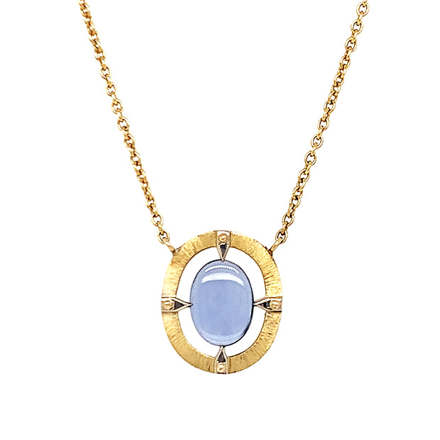 One-of-a-Kind Yogo Sapphire Two Tone Gold Necklace - "Floating Majesty"