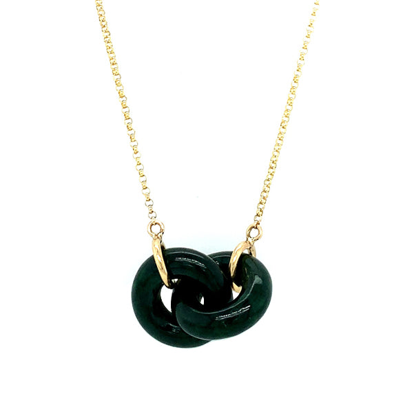 Interlocking Dark Green Burmese Jadeite Necklace