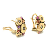 Multicolored Sapphire & Diamond Stud Earrings - "Orchard"