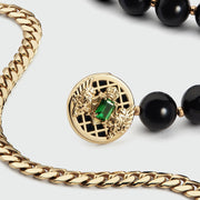 Balmain 18KY Yellow Gold Tsavorite and Onyx Emblem Necklace