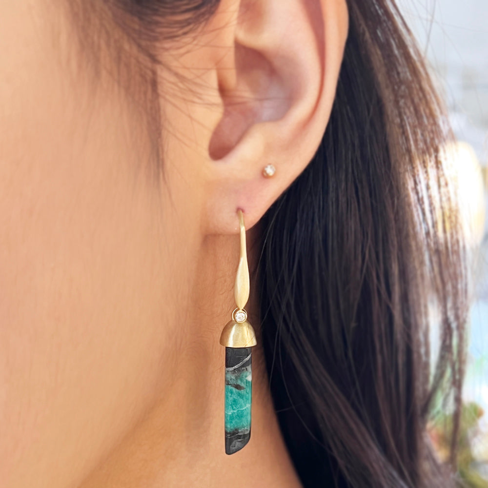 One-of-a-Kind Yellow Gold and Emerald Earrings - "Emerald Cavern"