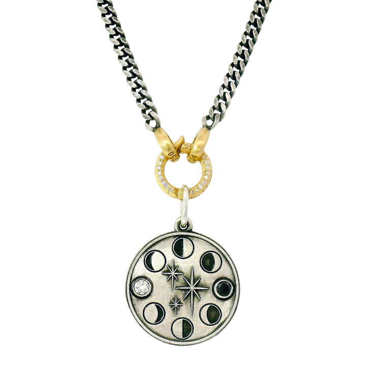 Sterling Silver & Diamond Pendant - "Moon Phases"