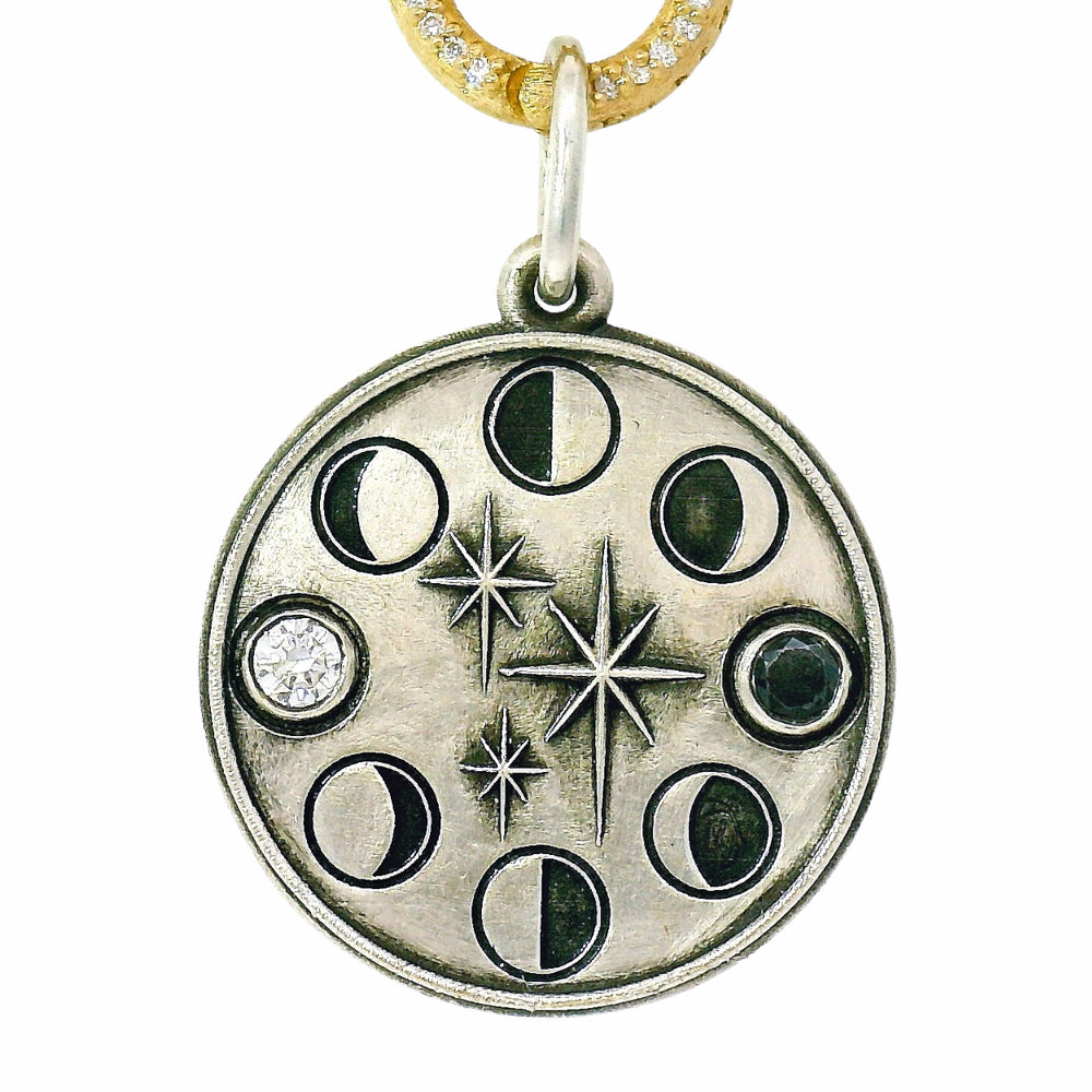 Sterling Silver & Diamond Pendant - "Moon Phases"