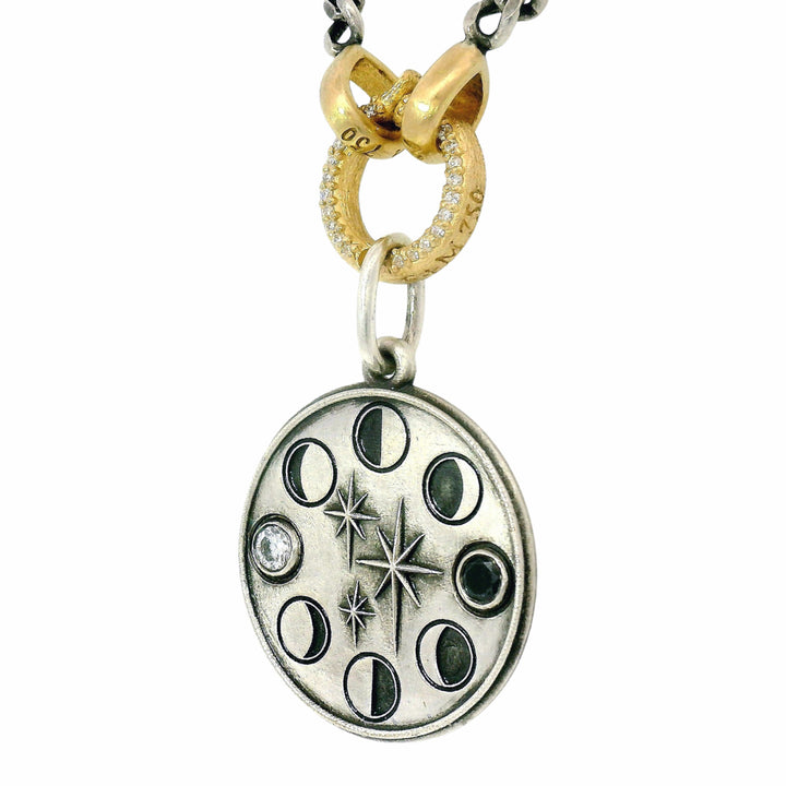 Sterling Silver & Diamond Pendant - "Moon Phases"