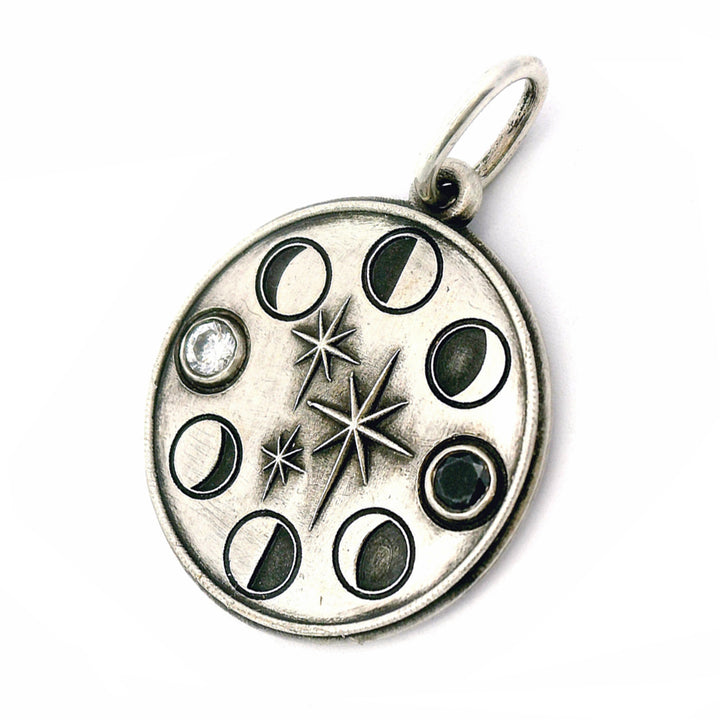 Sterling Silver & Diamond Pendant - "Moon Phases"