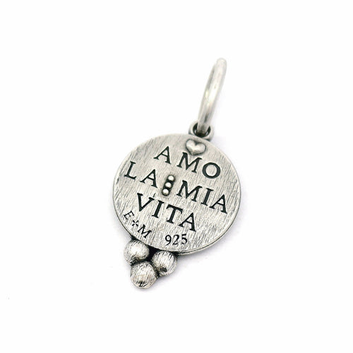 Sterling Silver Tree of Life Pendant with Diamonds - "Amo La Mia Vita"