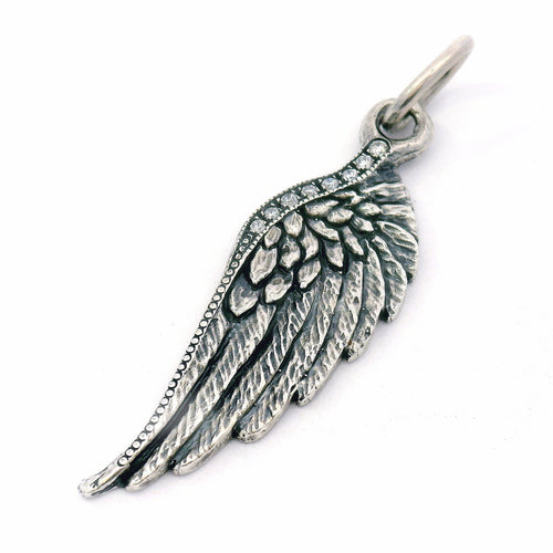 Designer Winged Charm in Sterling Silver - "Amare"
