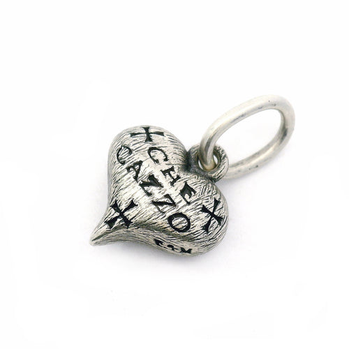 Sterling Silver Heart Charm with Engraving - "Che Cazzo/WTF"