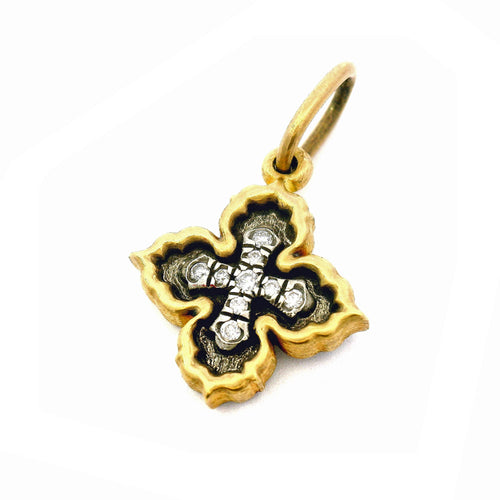 Sterling Silver & Gold Quatrefoil Cross Reversible Pendant - "Amor"