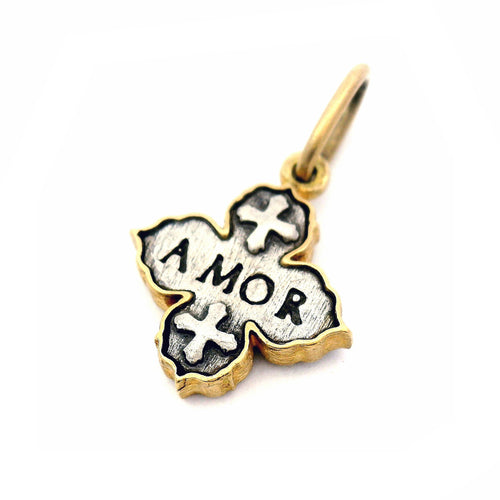 Sterling Silver & Gold Quatrefoil Cross Reversible Pendant - "Amor"