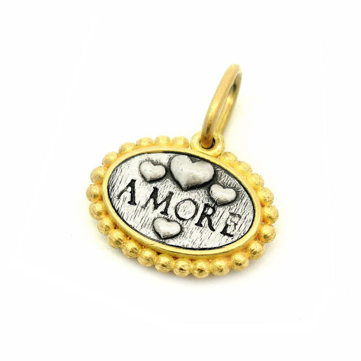 AMORE heart pendant with diamond dog bone reverse side by Erica Molinari