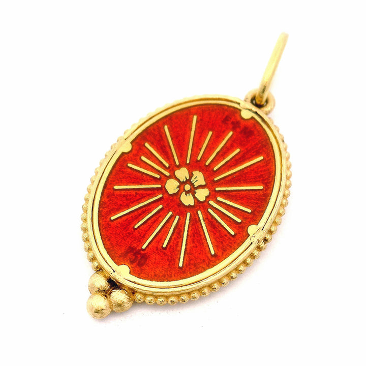 Vitreous Enamel & Diamond Gold Charm Pendant - "Baby Hoot Owl"
