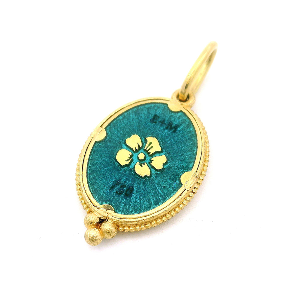 Vitreous Enamel, Gold Foil & Diamond Charm Pendant - "Raven"