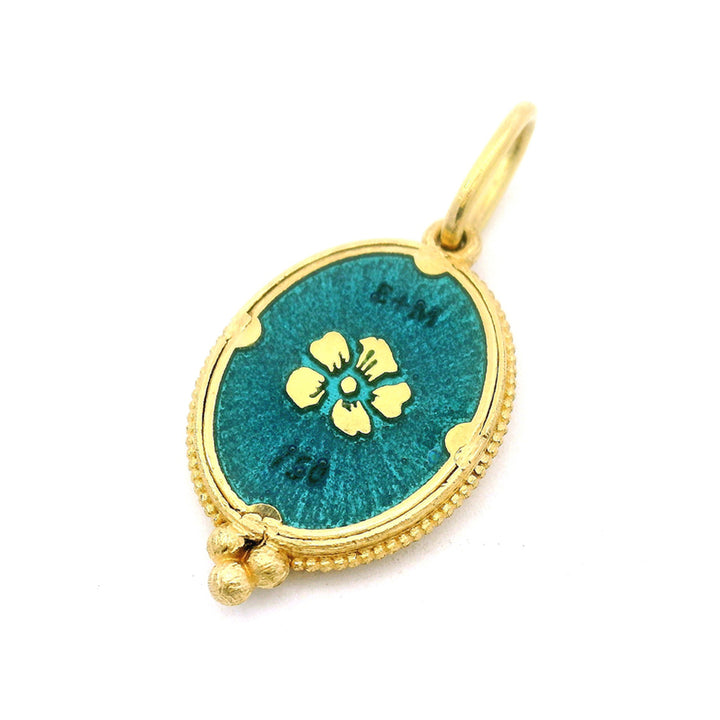 Vitreous Enamel, Gold Foil & Diamond Charm Pendant - "Raven"