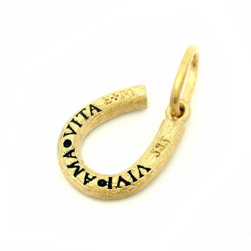 Diamond Gold Horseshoe Charm – "Vivi Ama Vita"