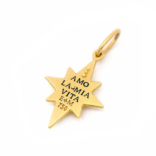 Engraved Gold & Diamond Charm Pendant - "Baby Star"