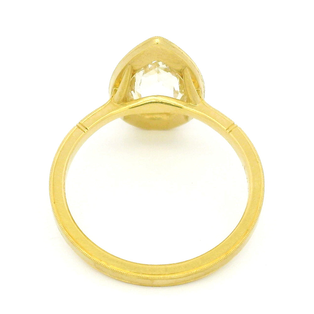 Pear Shaped Rose Cut Diamond Engagement Ring - "Virginia Halo"