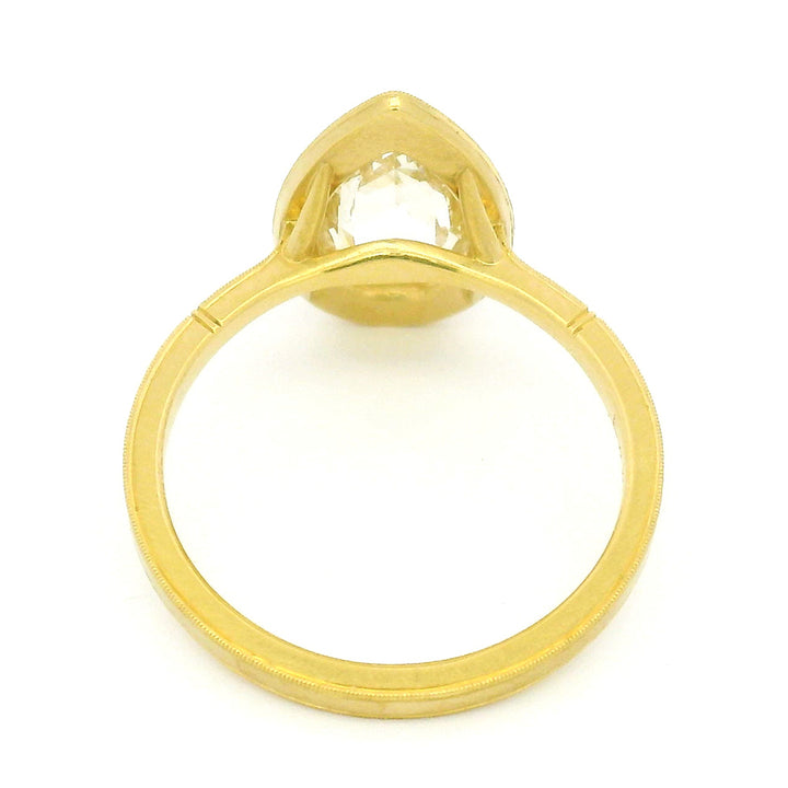 Pear Shaped Rose Cut Diamond Engagement Ring - "Virginia Halo"
