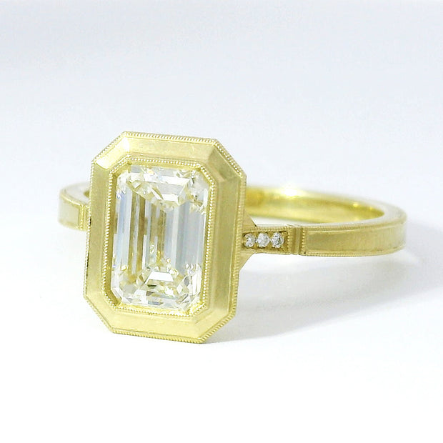 Emerald Cut Diamond Engagement Ring - "Mariana Bezel"