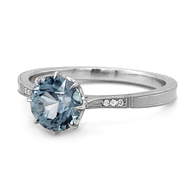 Montana Sapphire & Platinum Ring - "Victoria Solitaire"