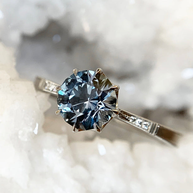 Montana Sapphire & Platinum Ring - "Victoria Solitaire"