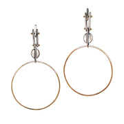 Yellow Gold & Sterling Silver Hoop Earrings - "Desert Deco"