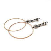 Yellow Gold & Sterling Silver Hoop Earrings - "Desert Deco"