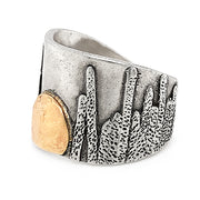 Yellow Gold & Sterling Silver Ring - "Moonrise Cigar Band"