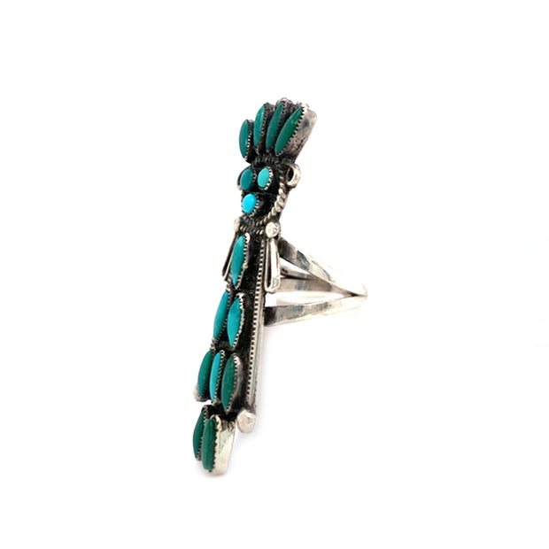 Estate Sterling Silver & Turquoise Navajo Ring - "Kachina"