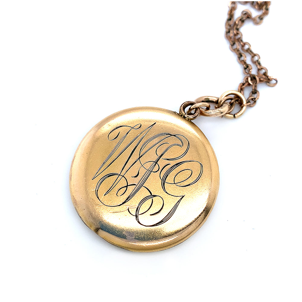 Yellow Gold Antique Art Nouveau Locket - "Rosetta"