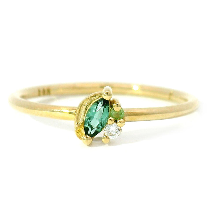 Petite Tourmaline, Sapphire & Diamond Ring - "Mystic Garden"