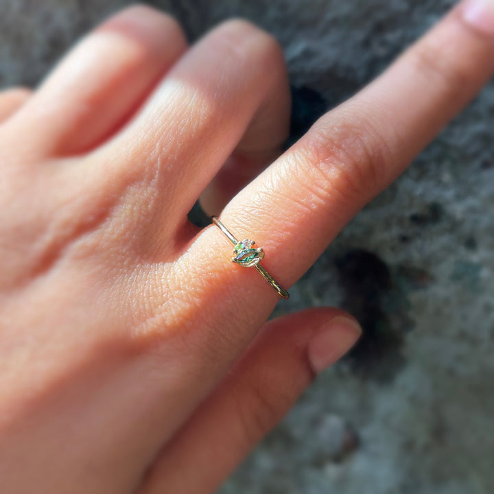 Petite Tourmaline, Sapphire & Diamond Ring - "Mystic Garden"